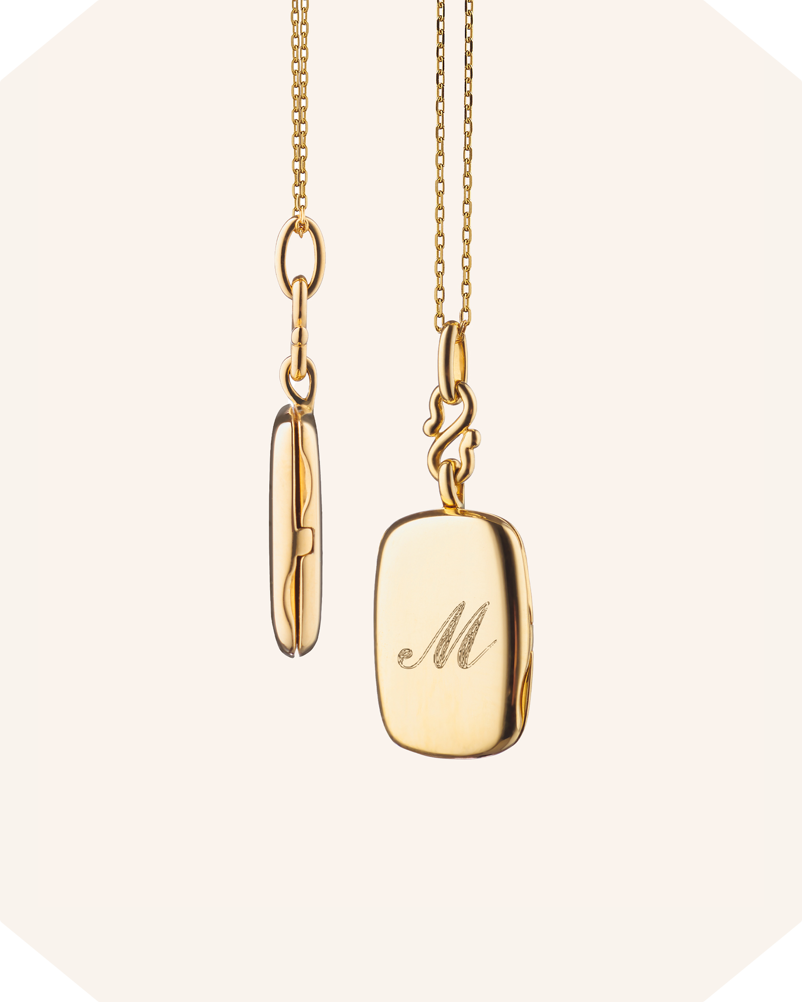 Slim "Britt" 18K Gold Engraved Locket Necklace