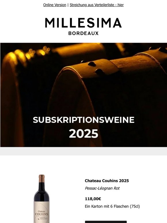 Bordeaux Subskription 2025: Neuerscheinungen des Tages