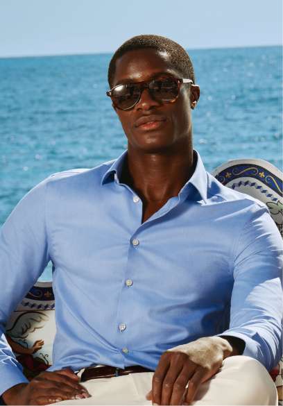 Non-Iron Cotton Linen Shirt - Mid Blue