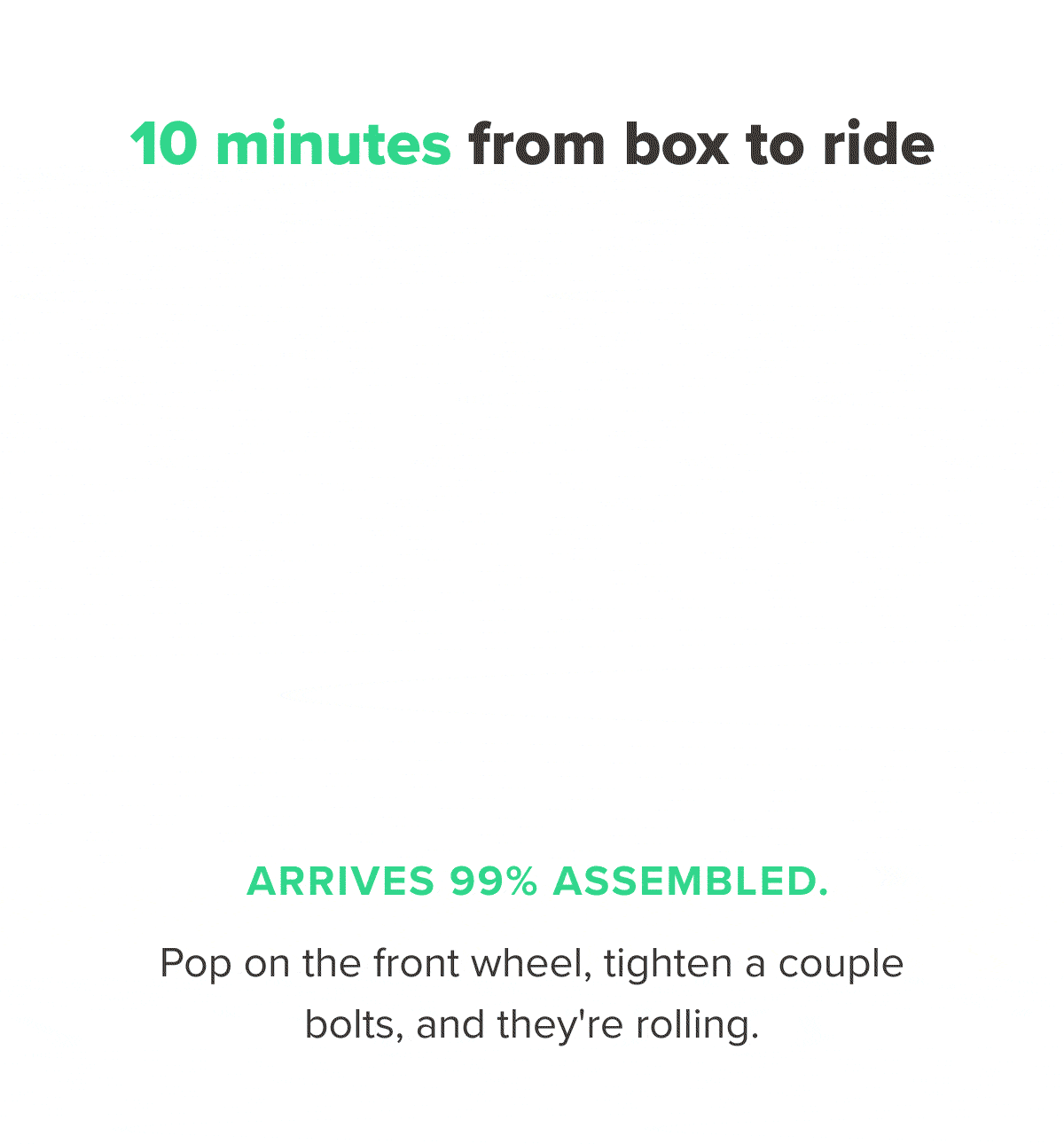 10 minutes from box to ride