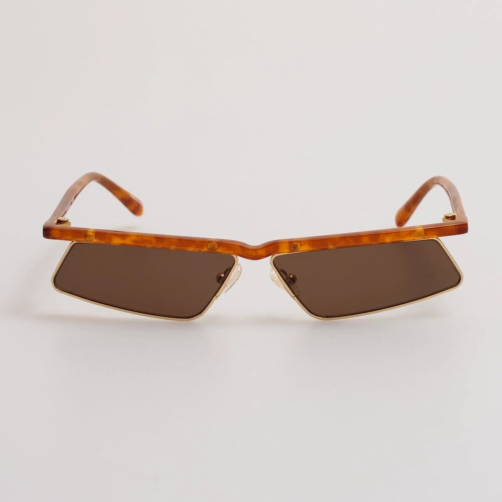 Image of Aria Cat Eye Sunglasses in Yellow Gold and Brown