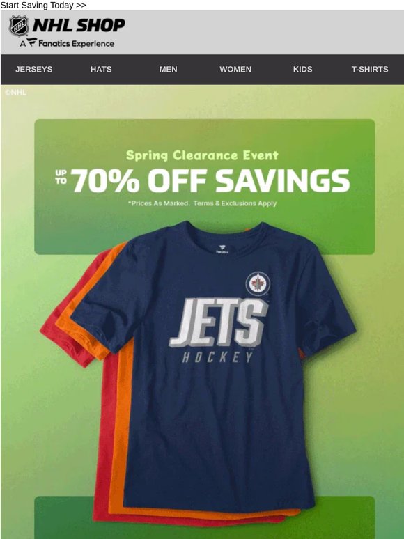 Spring Clearance is BACK! Up to 70% Off NHL Styles
