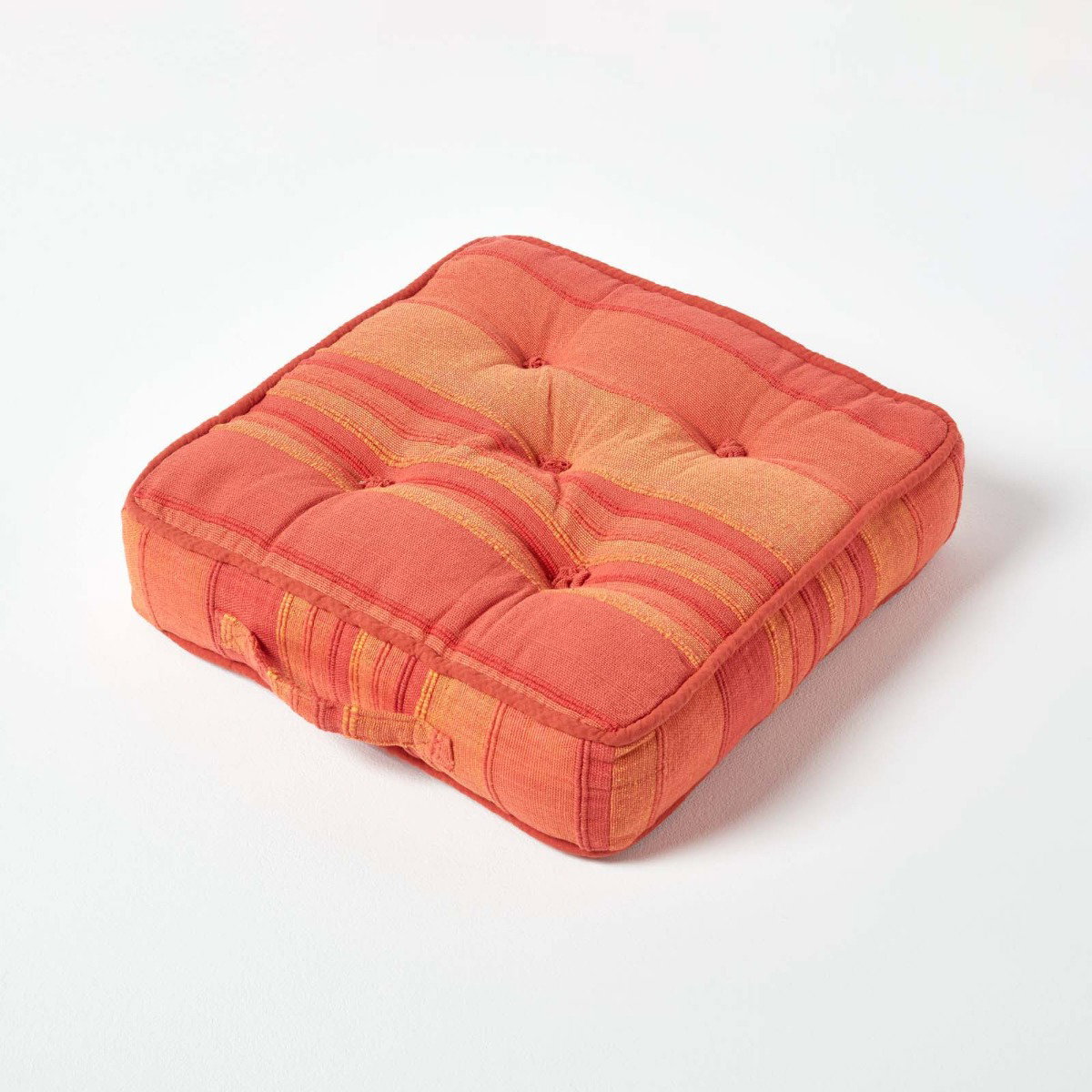 Image of Morocco Striped Cotton Floor Cushion Terracotta