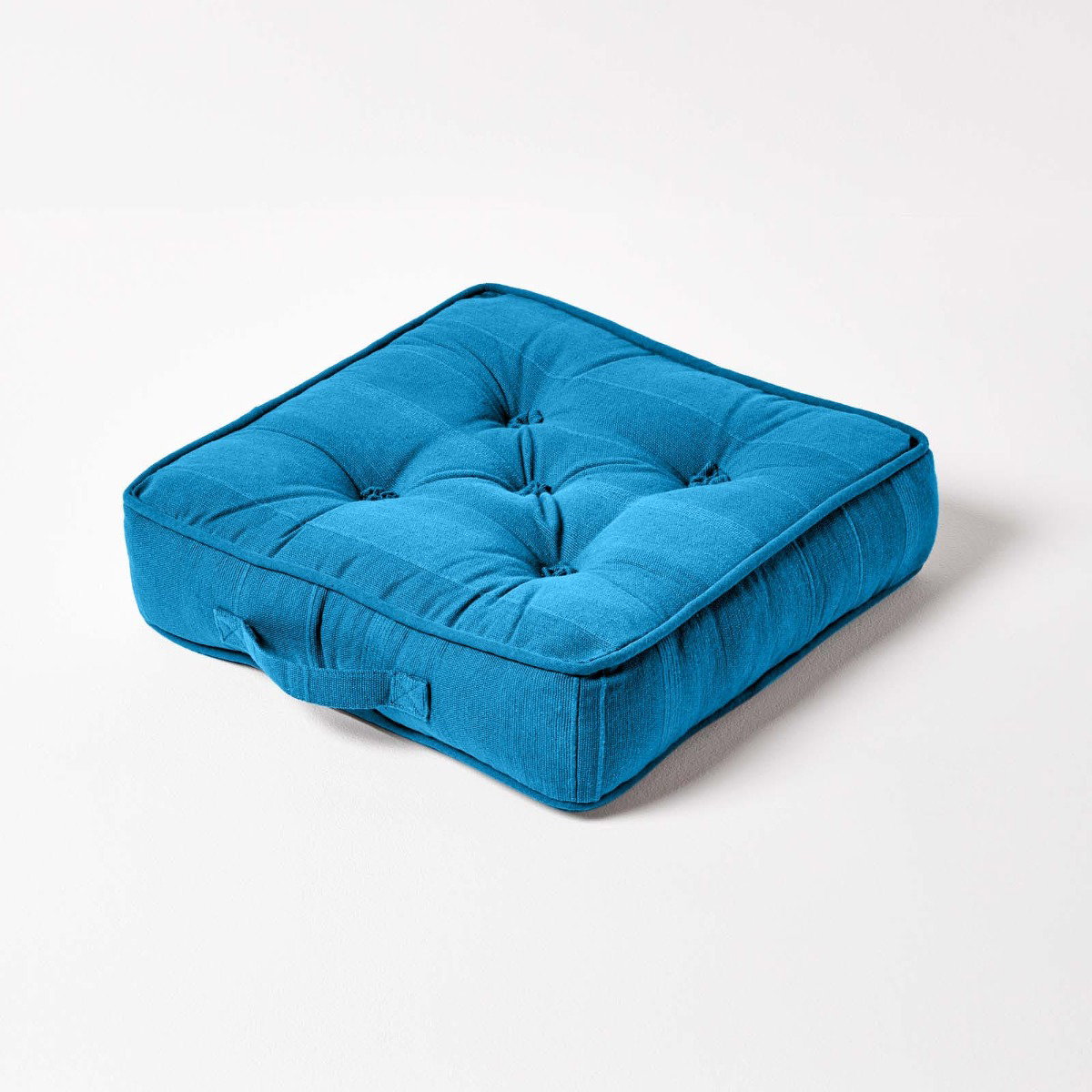 Image of Rajput Ribbed Cotton Floor Cushion Teal