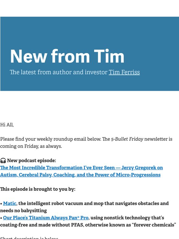 New from Tim — "The Most Incredible Transformation I’ve Ever Seen"