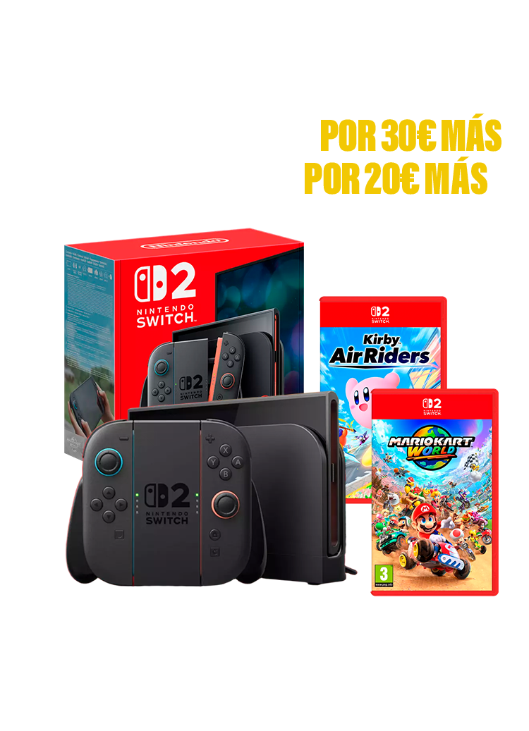 Nintendo Switch 2 + Mario Kart World por 30€ más + Kirby Air Riders por 20€ más