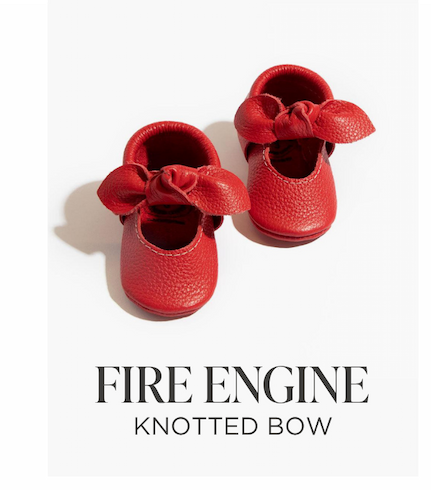 Fire Engine Knotted Bow Baby Shoe