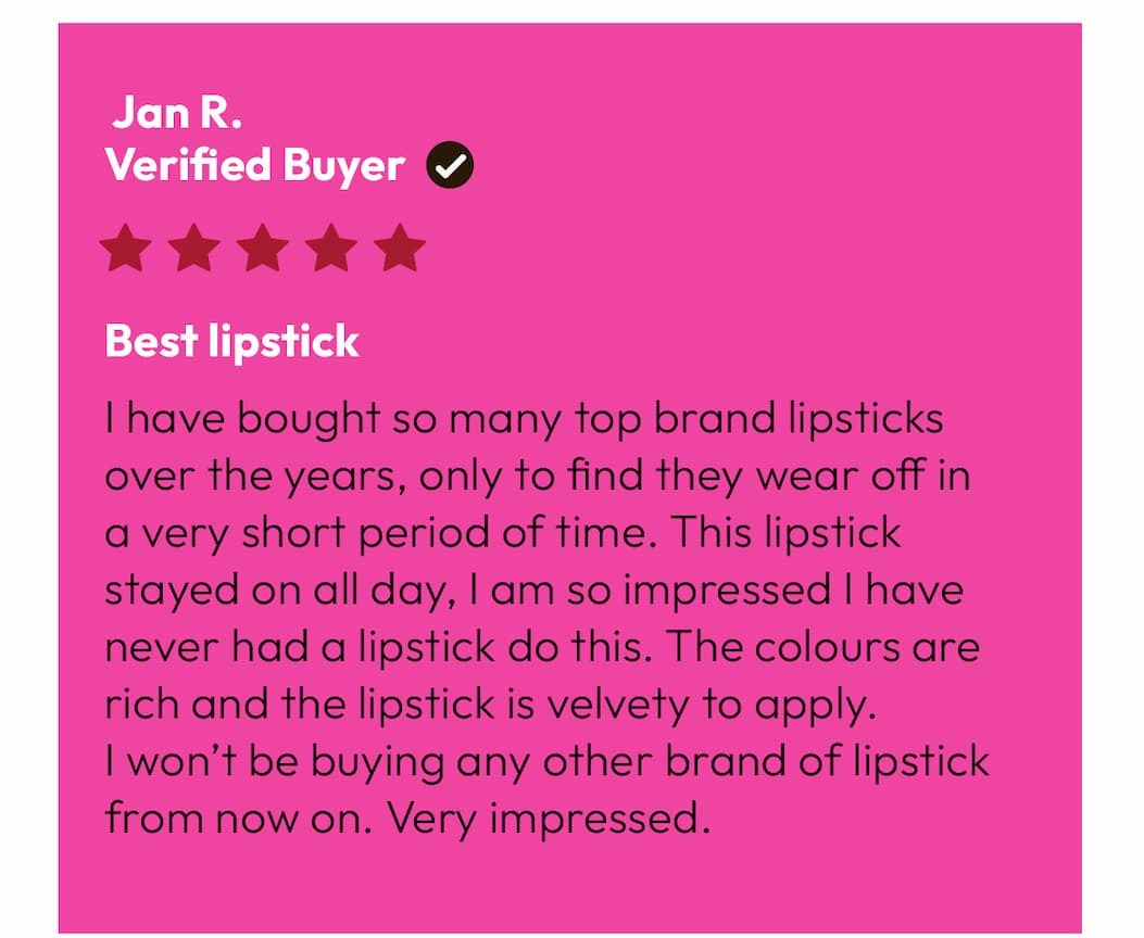 Review 3 | Bold Longwear Lipstick | DB Cosmetics