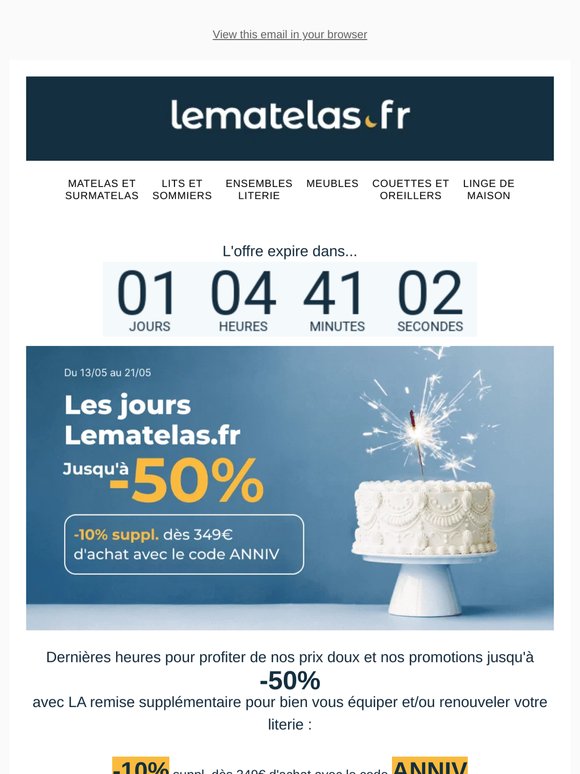 Dernières heures | Les Jours Lematelas.fr ⏳
