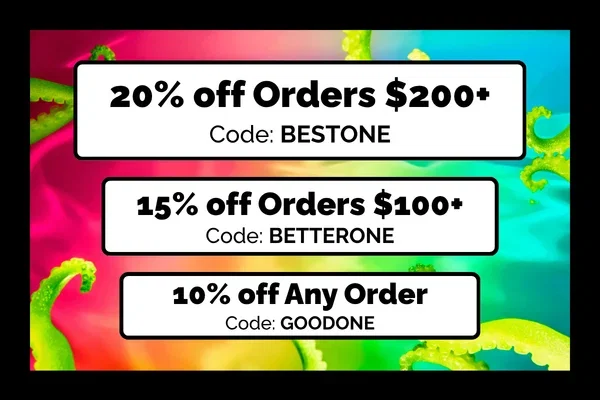 20% off orders $200+ with code BESTONE, 15% off orders $100+ with code BETTERONE, 10% off any order with code GOODONE