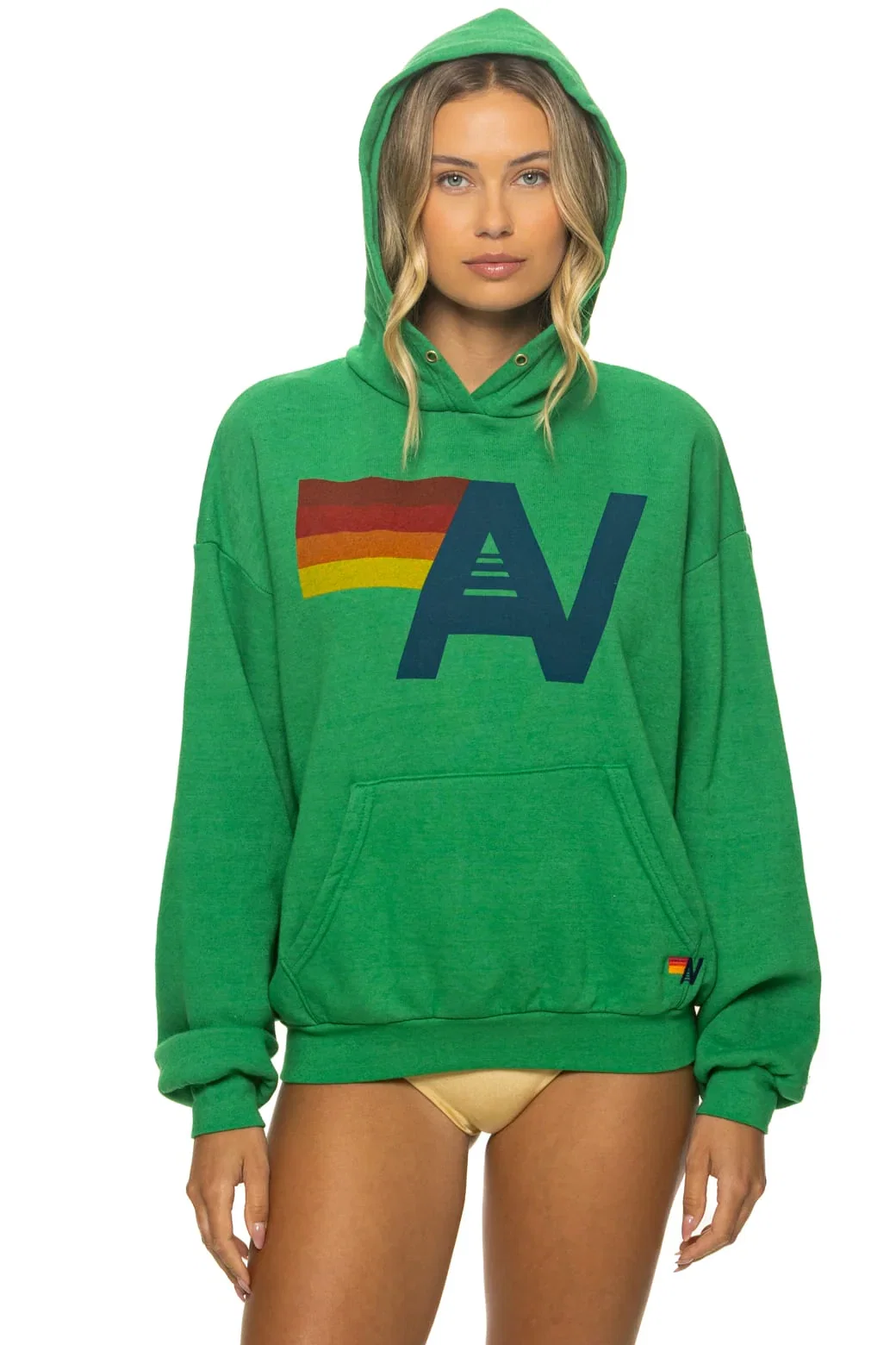 Image of LOGO PULLOVER RELAXED HOODIE - KELLY GREEN