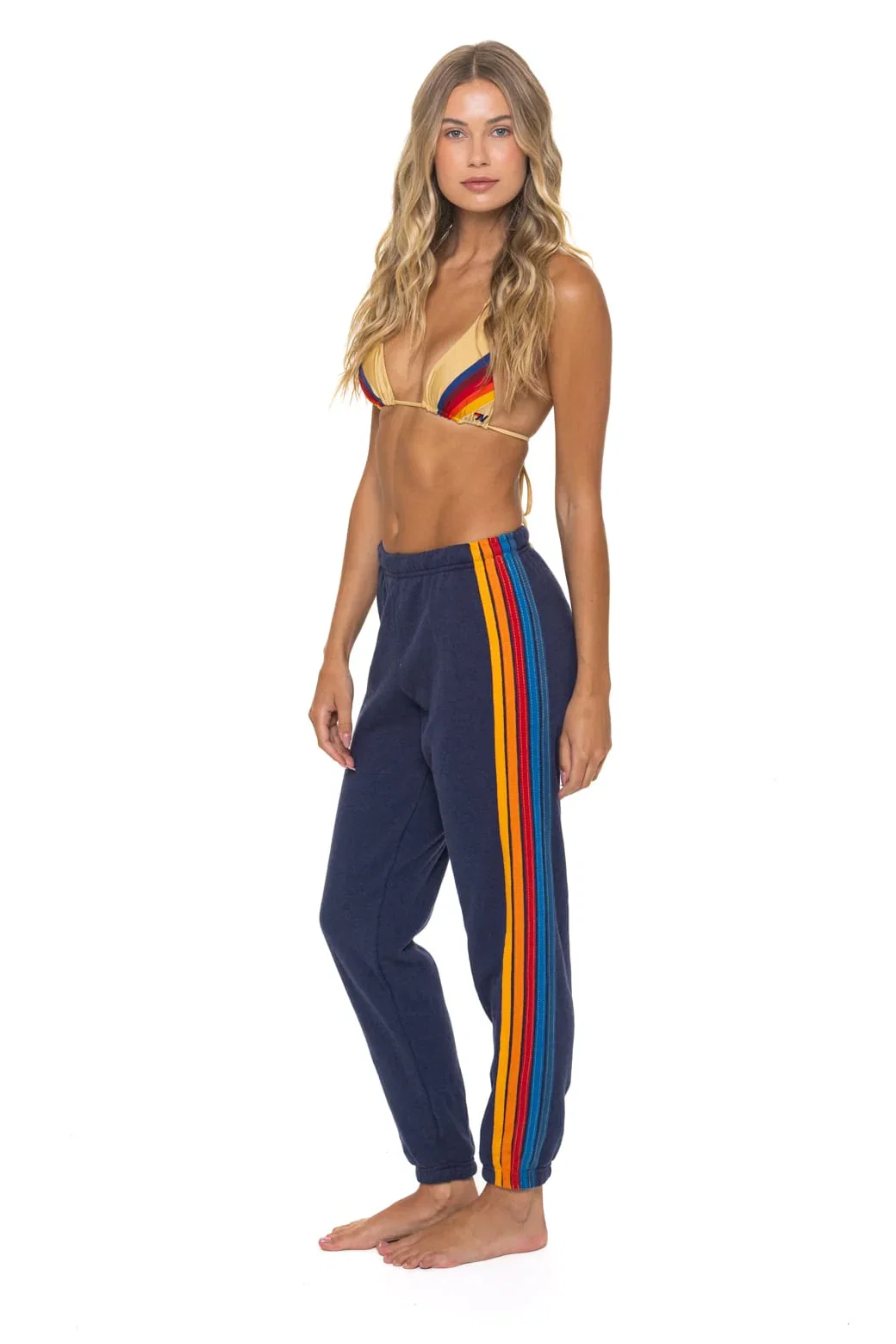 Image of 5 STRIPE SWEATPANTS - NAVY