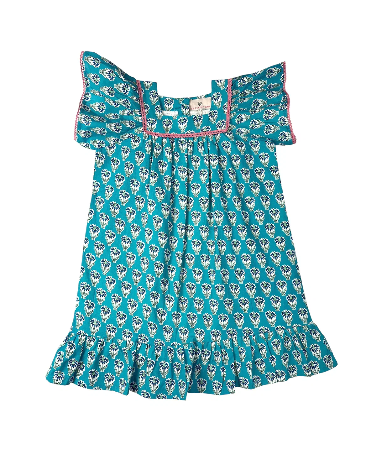 Image of Blue Daisy Darling Block Print Dress