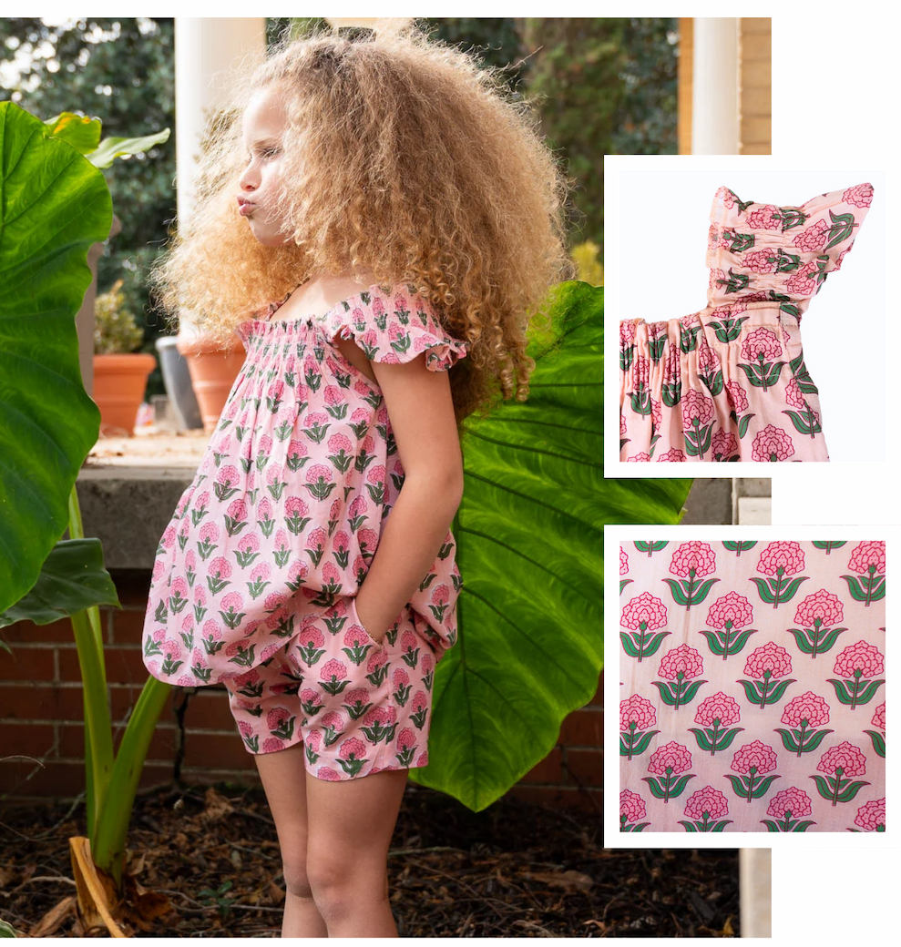 Block Print Angel Sleeve Shorts Set Collection