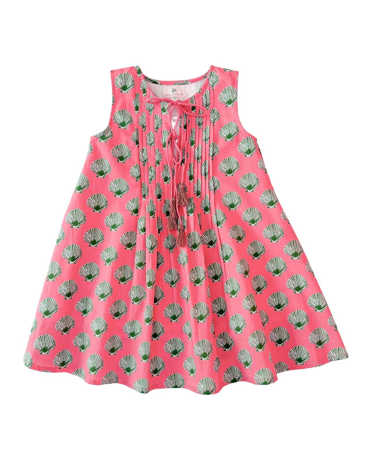 Image of Pink and Green Shell Print Girls Dress