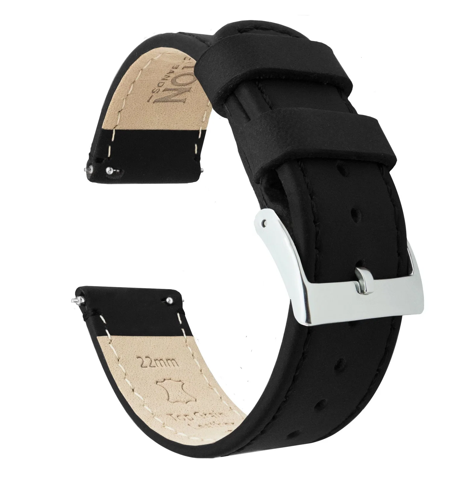 Image of Black Leather Quick Release Watch Band (Women's)