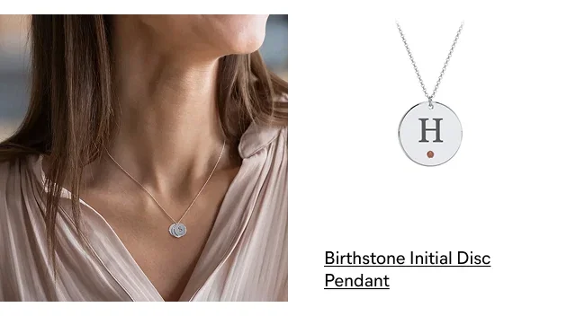 Birthstone Initial Disc Pendant