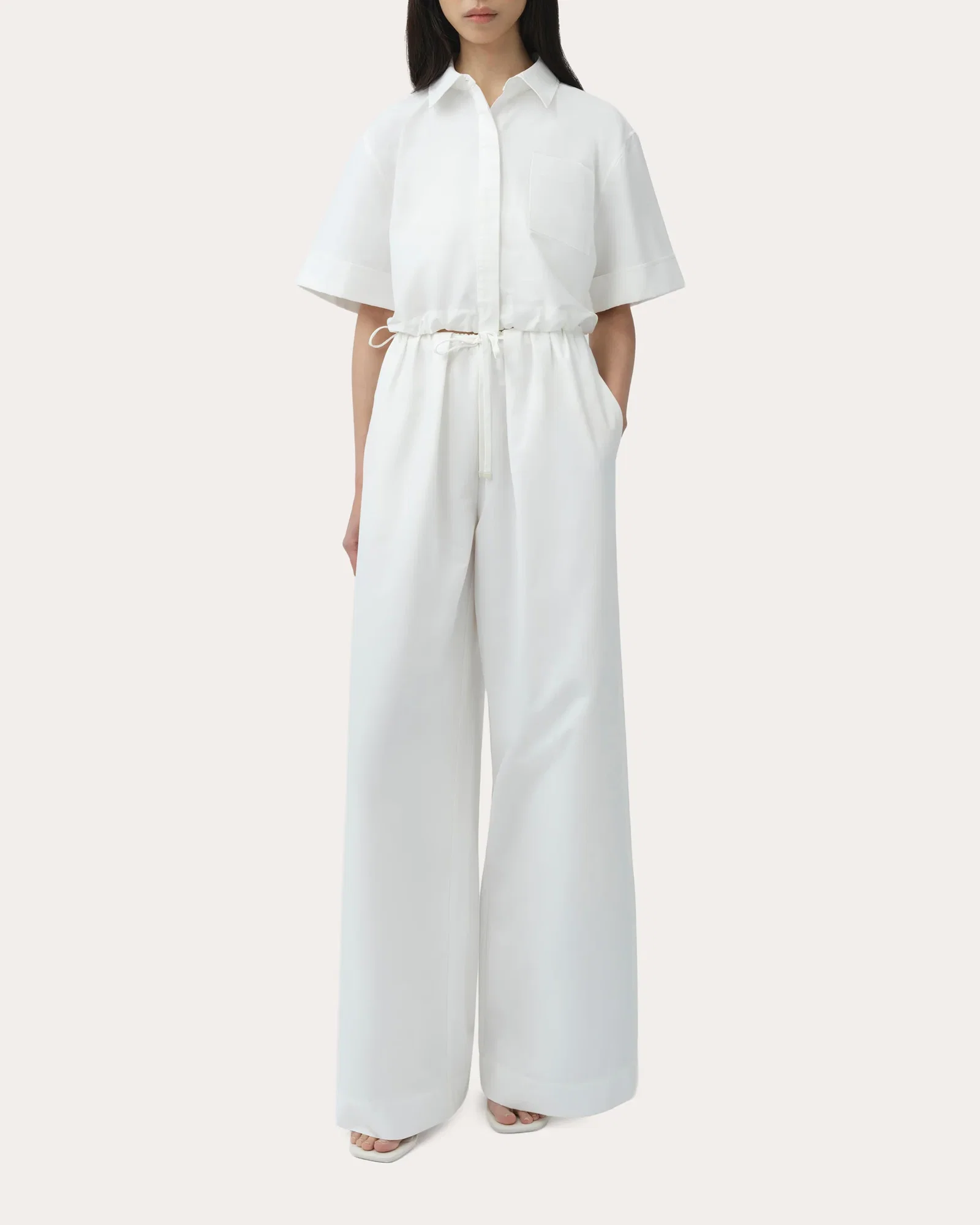 Ryett Cotton Faille Cropped Button-Up