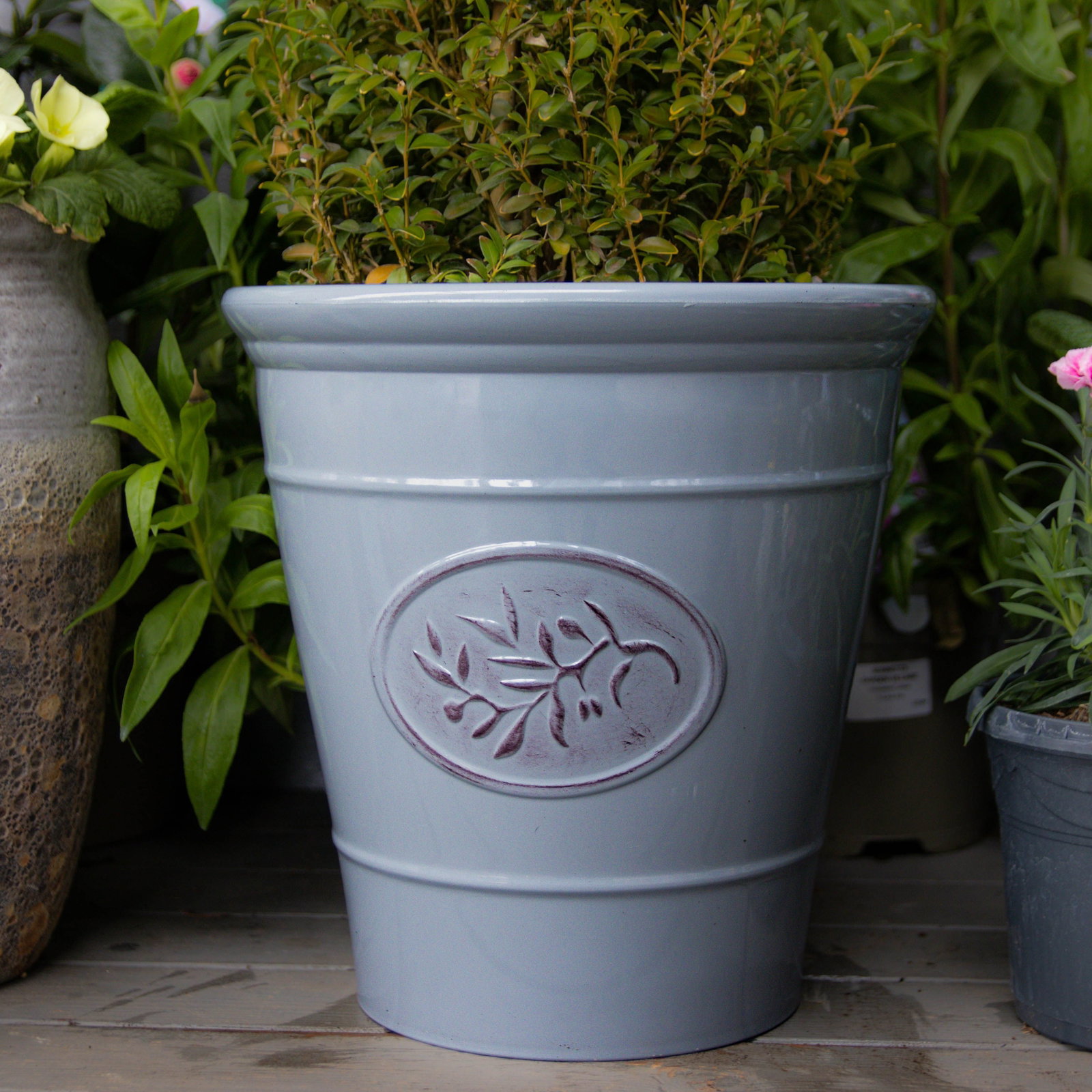 Olive Motif Planter (Grey)