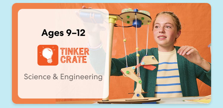 Kid exploring KiwiCo engineering crate for ages 9 to 12