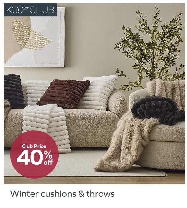 Club price 40% off Winter cushions & throws
