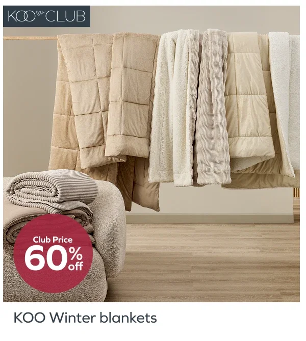 Club price 60% off KOO Winter blankets