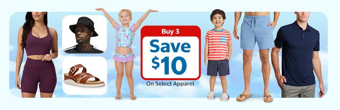 buy 3 save $10 on select apparel