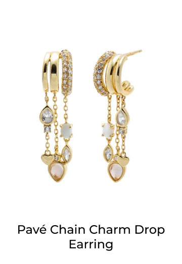 Pave Chain Charm Drop Earring