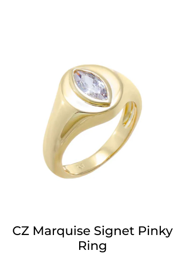 CZ Marquise Signet Pinky Ring