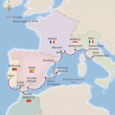 Spain, Portugal & the Mediterranean map