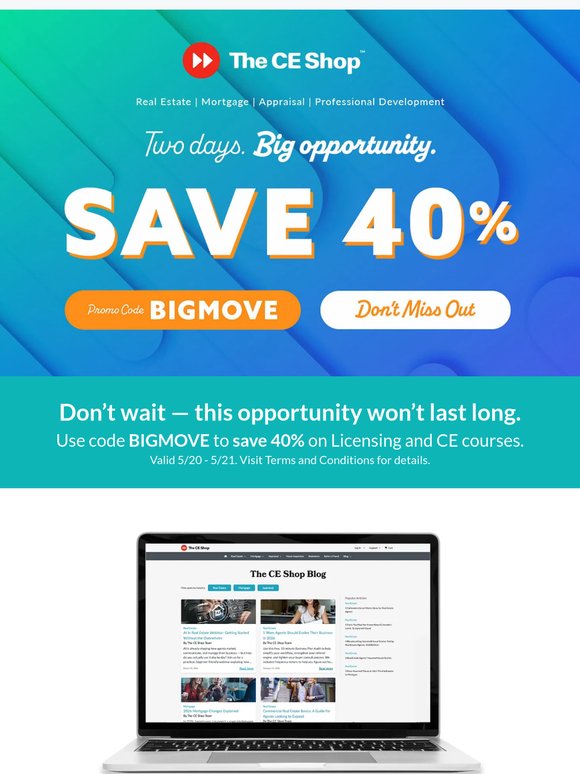 One Day Only: 40% Off CE — Don’t Wait