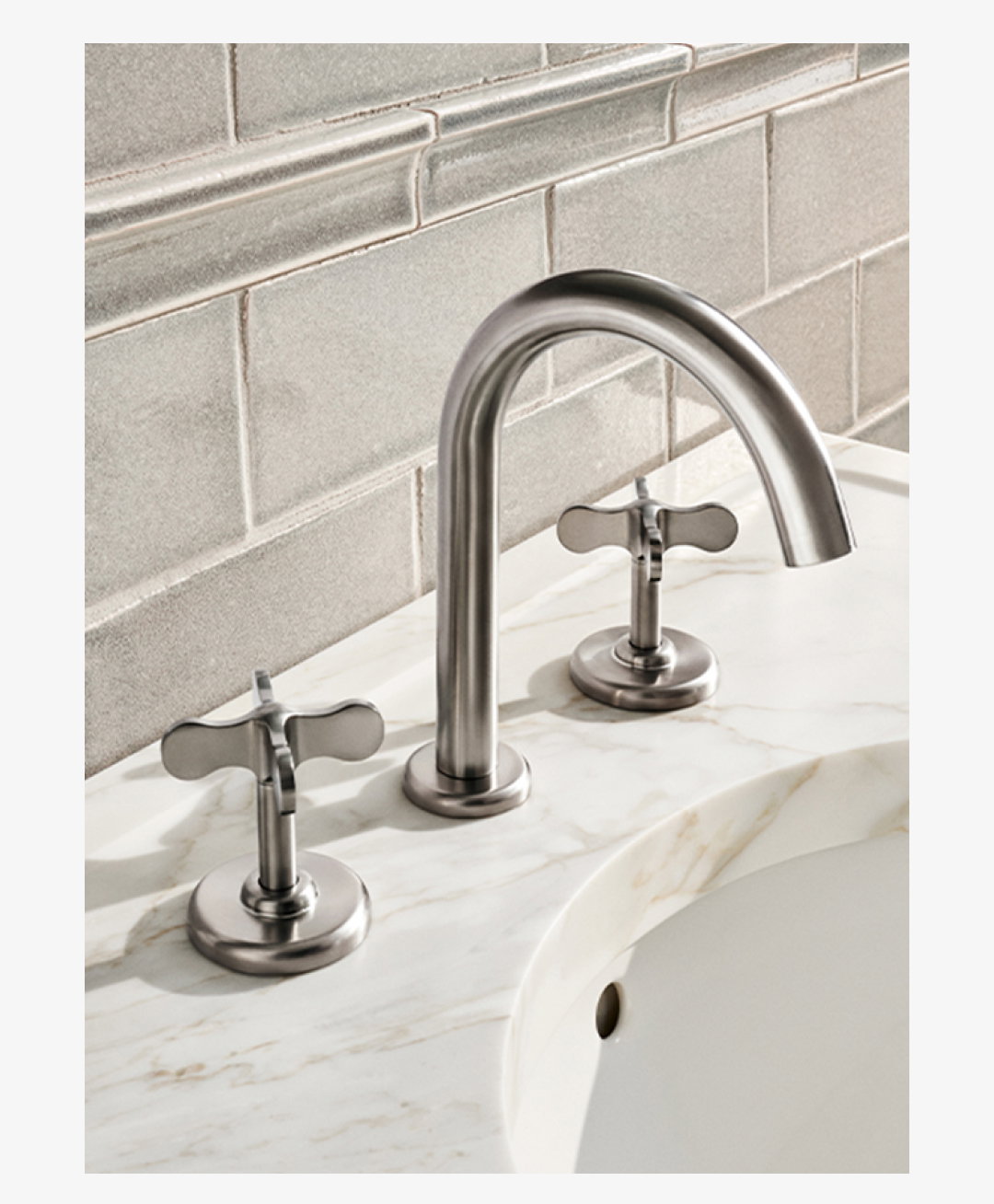 Ludlow Volta Gooseneck Lavatory Faucet with Cross Handles