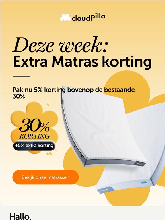 30% + 5% extra op onze matrassen