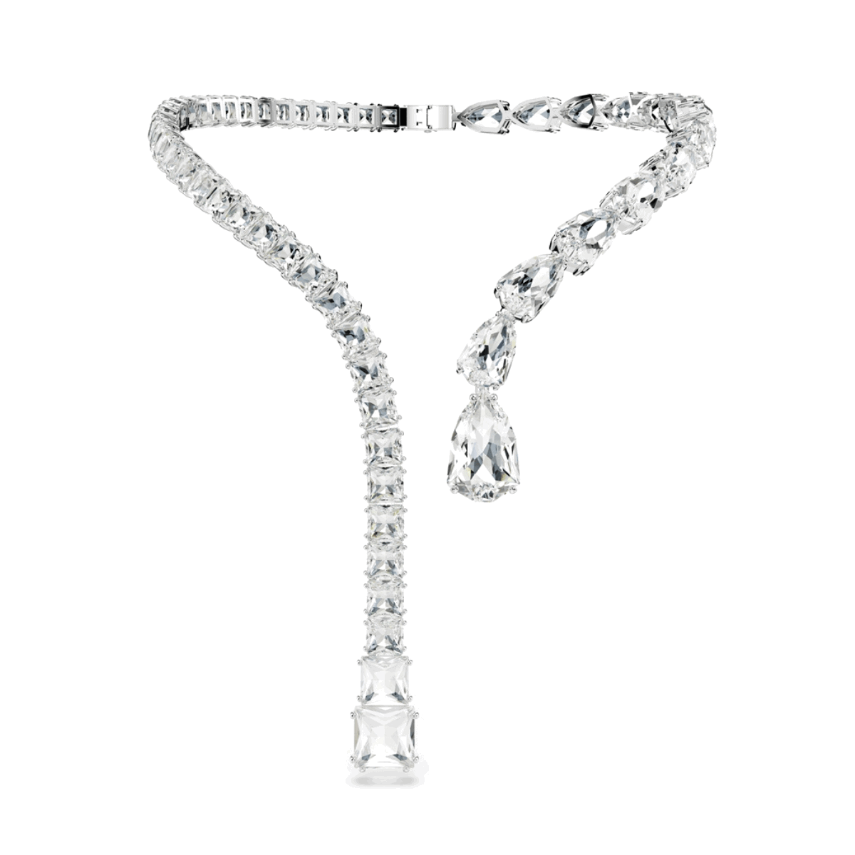 Swarovski Matrix Mixed Cuts Open Rhodium Necklace