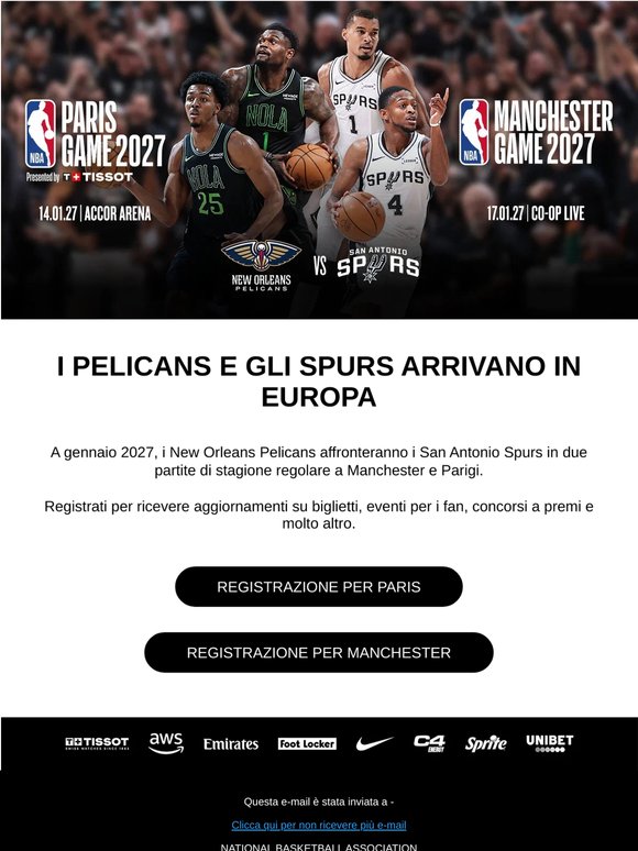 Annuncio delle squadre degli NBA Europe Games