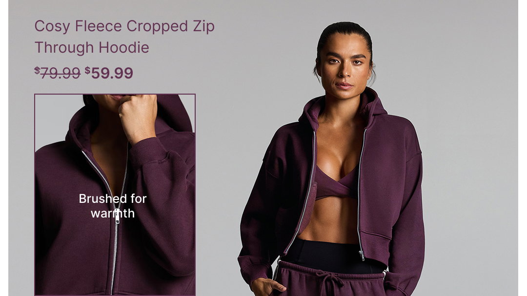 Cosy Fleece Cropped Zip Through Hoodie