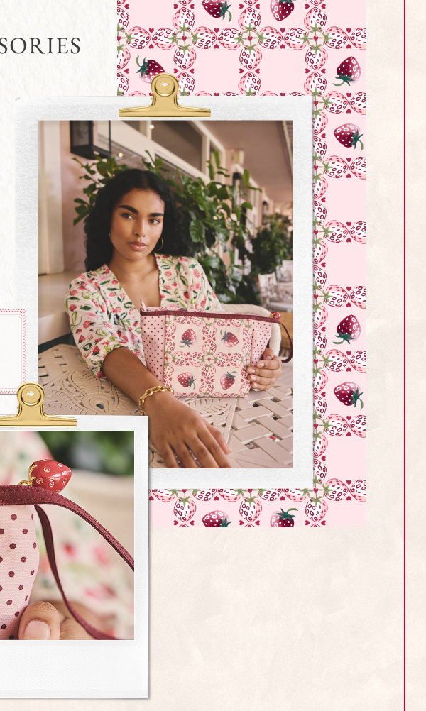 Cath Kidston Pink Strawberry Check Printed Keepsake Pouch