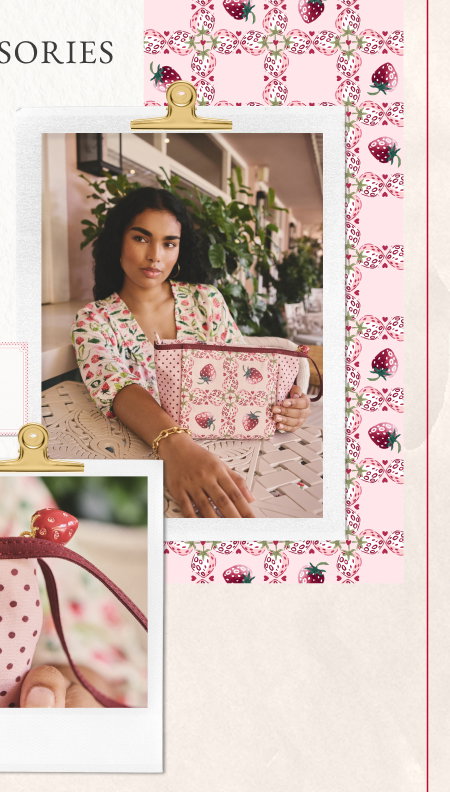 Cath Kidston Pink Strawberry Check Printed Keepsake Pouch