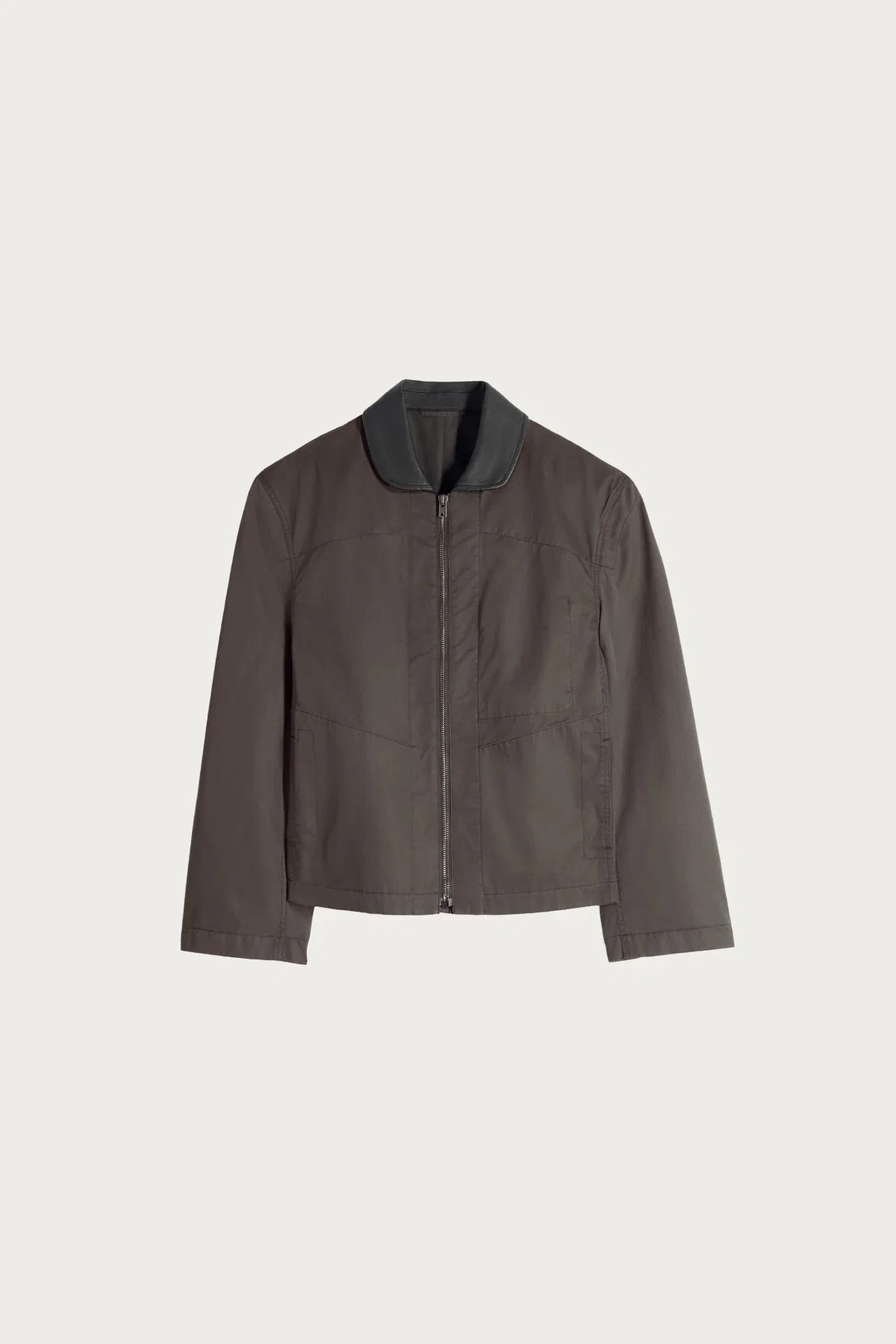 Image of Leather Collar Blouson - Ristretto