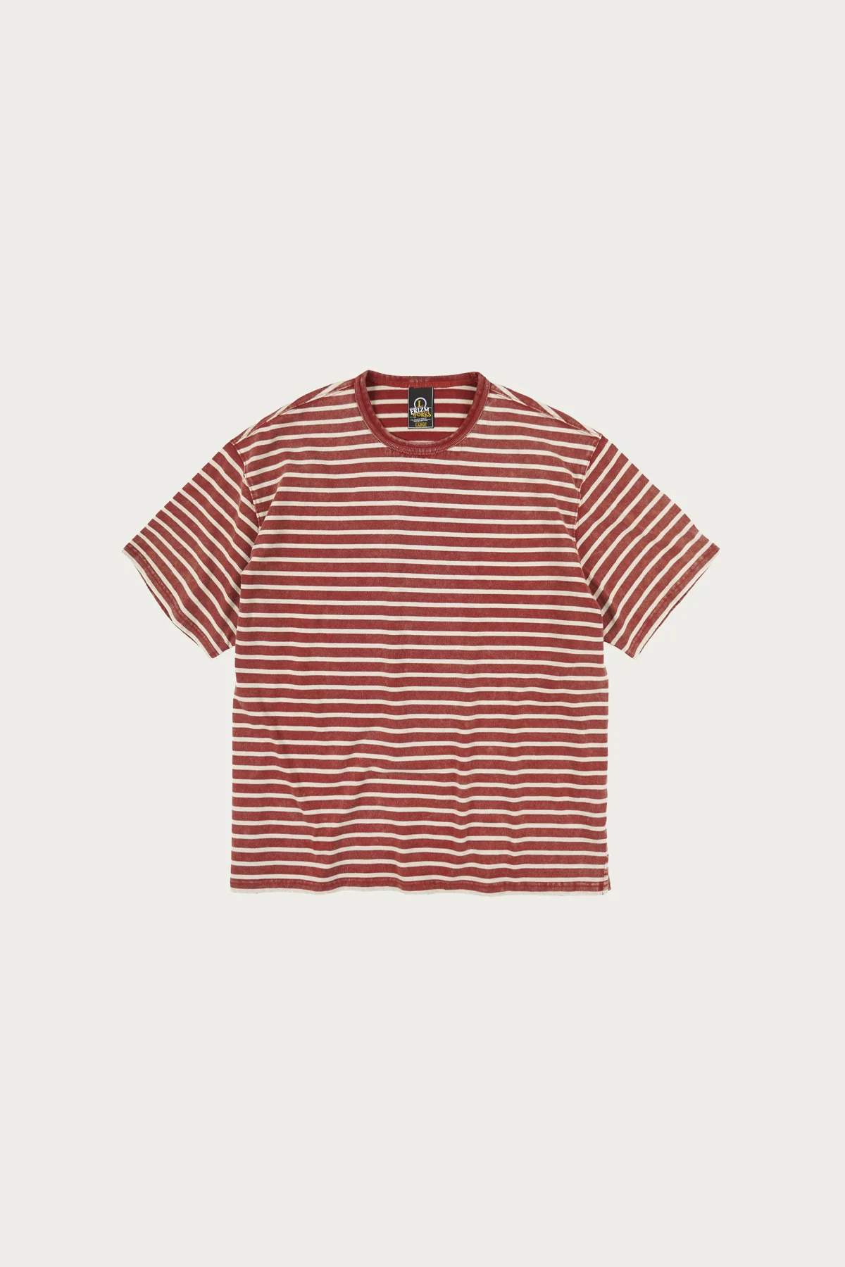Image of Vintage Faded Stripe Half Tee - Burgundy