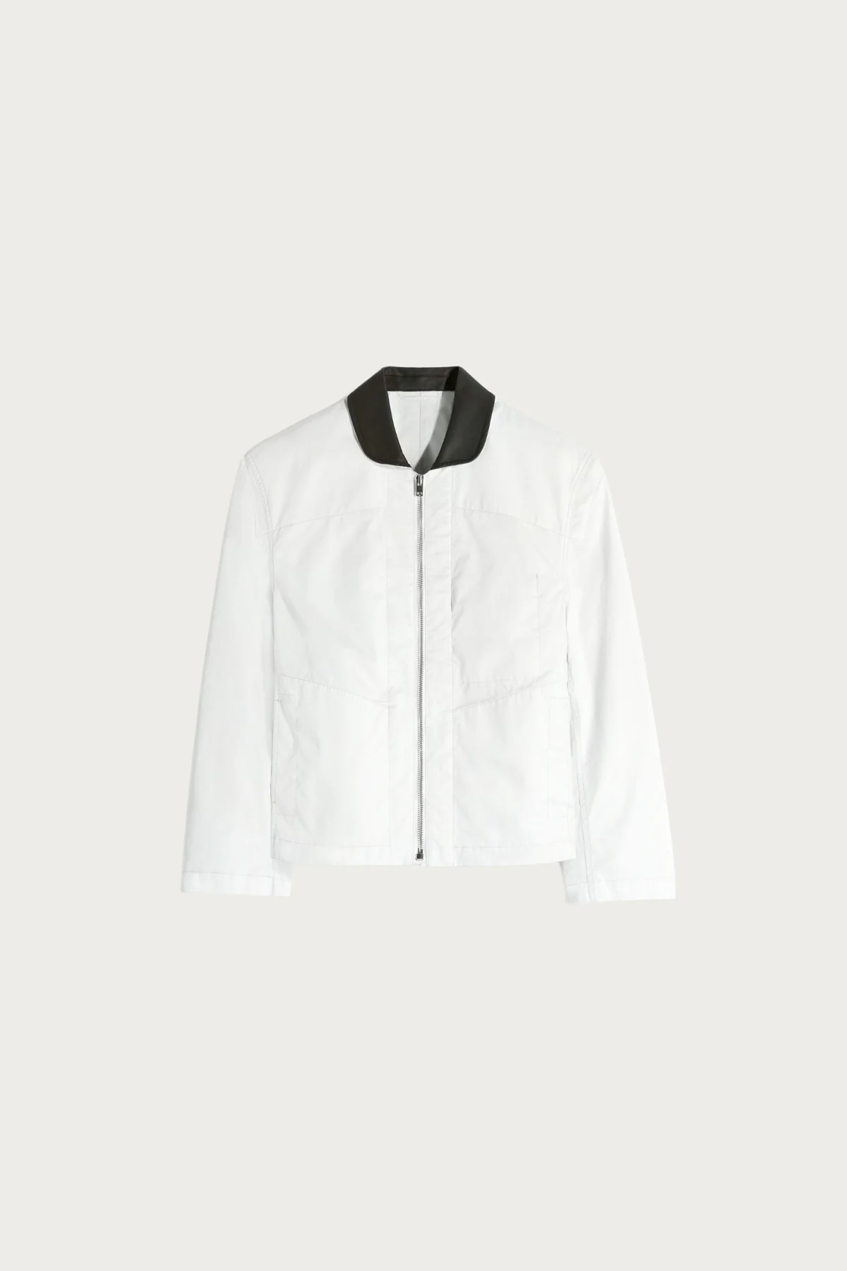 Image of Leather Collar Blouson - Rice Powder