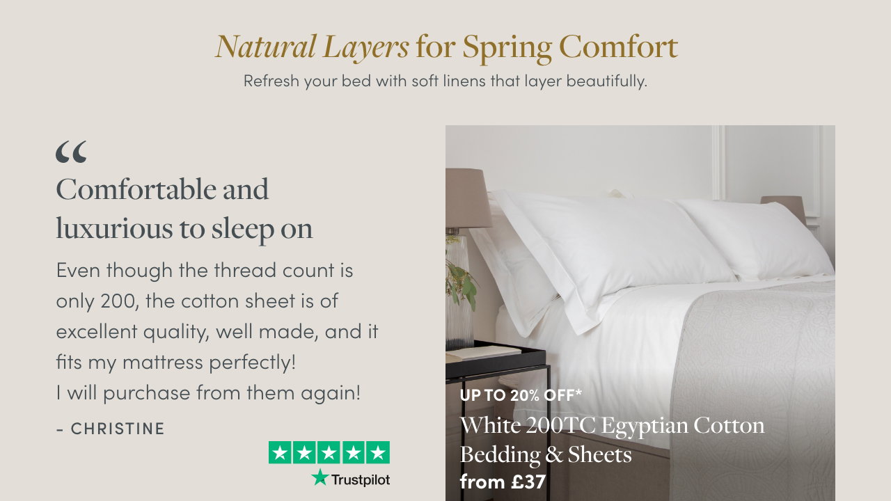 White 200 Thread Count Egyptian Cotton Bedding And Sheets