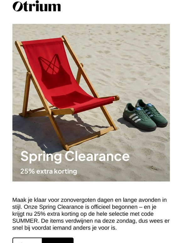 Spring Clearance: 25% extra korting  ☀️