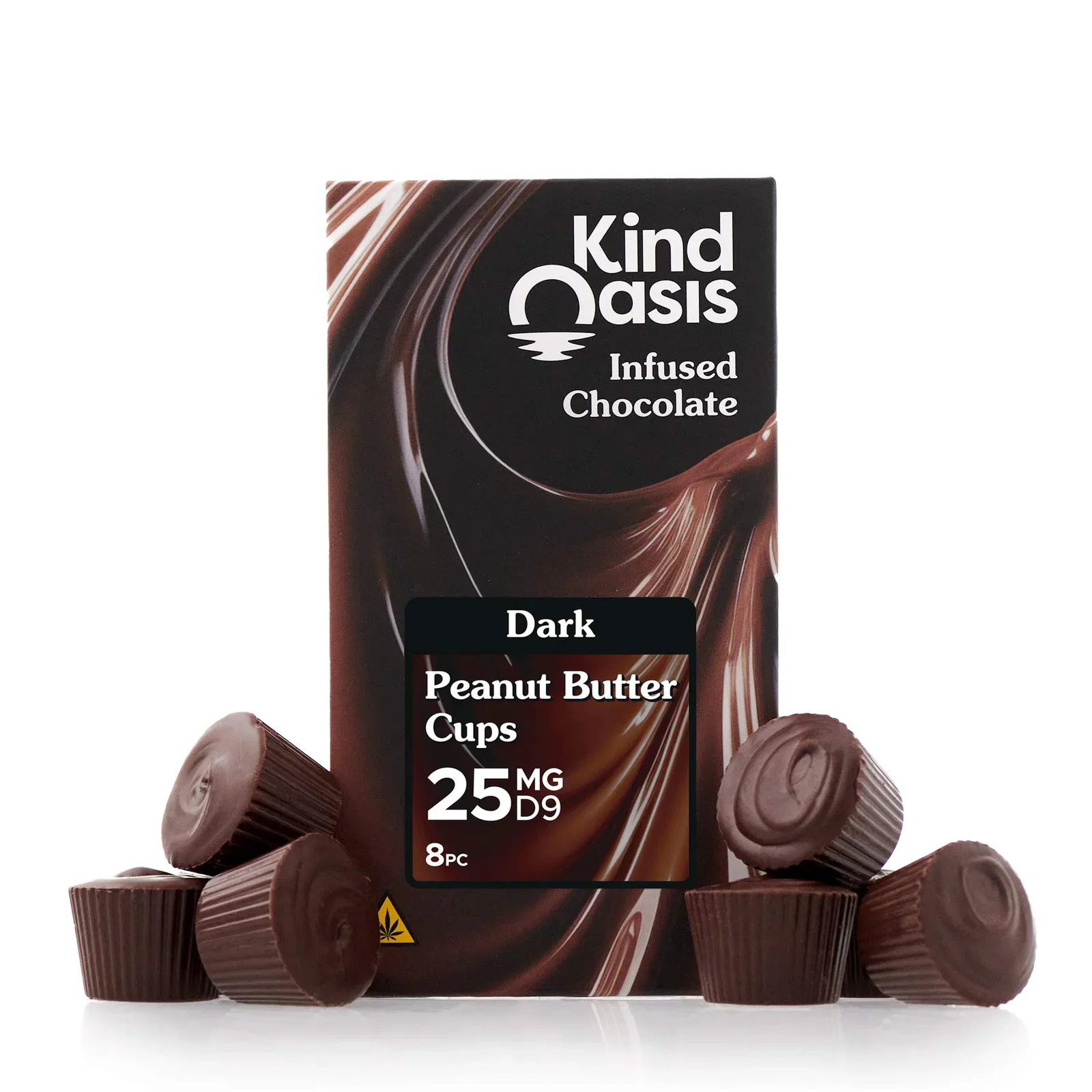 Image of Delta 9 THC 25mg - Peanut Butter Cups - Dark Chocolate 8ct