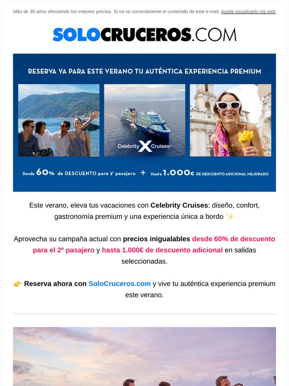 Celebrity Cruises: verano premium con precios jamás vistos ✨🚢