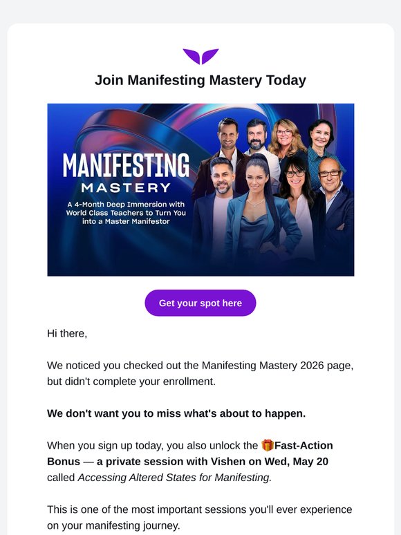 Limited spots left to join Manifesting Mastery