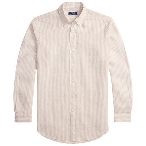 Polo Ralph Lauren Custom Fit Striped Linen Shirt - Beige