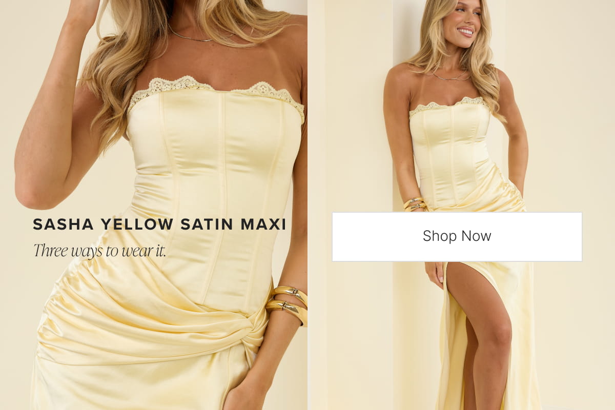 Sasha Yellow Satin Maxi