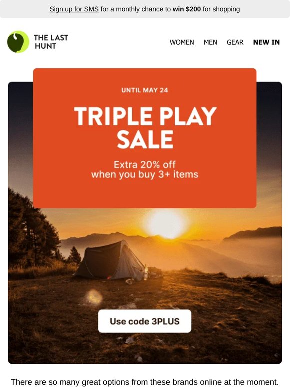 EXTRA 20% OFF | Triple Play Sale