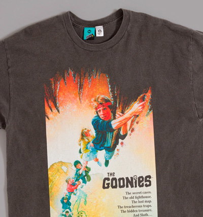 The Goonies Classic Movie Poster Vintage Wash Charcoal T-Shirt 1
